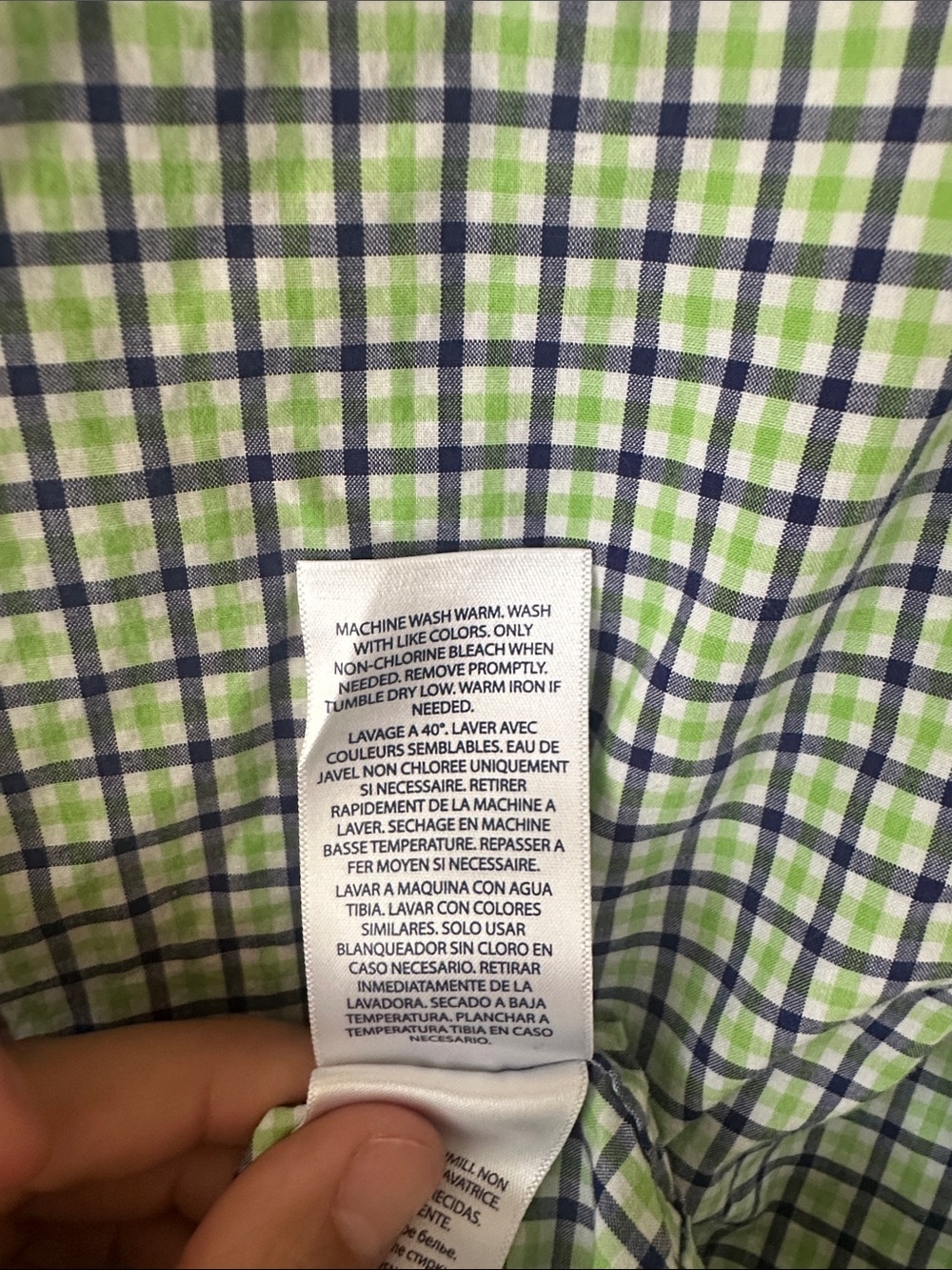 Ralph Lauren Light Green and Navy Check Button-Down Shirt EUC - Picture 4 of 5